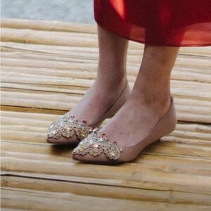 Something Bleu Embellished Pointy
Toe Pump Women, Blush Pink Satin, Size 7.5M